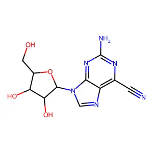 2-Amino-9-[3,4-dihydroxy-5-(hydroxymethyl)oxolan-2-yl]purine-6-carbonitrile structure