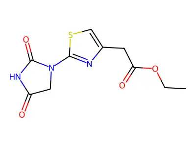 4-Thiazoleacetic acid, 2-(1-hydantoyl)-, ethyl ester structure