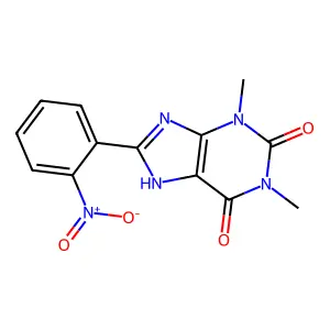 1,3-Dimethyl-8-(2-nitro-phenyl)-3,7-dihydro-purine-2,6-dione structure