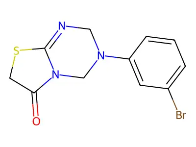 2H-thiazolo[3,2-a]-1,3,5-triazin-6(7H)-one, 3-(3-bromophenyl)-3,4-dihydro- structure