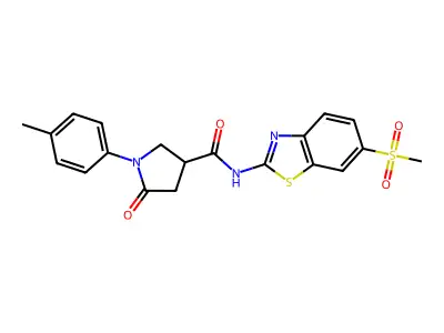 1-(4-methylphenyl)-N-(6-methylsulfonyl-1,3-benzothiazol-2-yl)-5-oxopyrrolidine-3-carboxamide structure