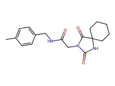 2-(2,4-dioxo-1,3-diazaspiro[4.5]dec-3-yl)-N-(4-methylbenzyl)acetamide structure