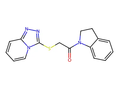 1-(2,3-Dihydroindol-1-yl)-2-([1,2,4]triazolo[4,3-a]pyridin-3-ylsulfanyl)ethanone structure