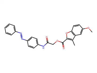 2-Benzofurancarboxylic acid, 5-methoxy-3-methyl-, 2-oxo-2-[[4-(2-phenyldiazenyl)phenyl]amino]ethyl ester structure