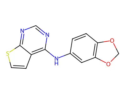 N-(Benzo[d][1,3]dioxol-5-yl)thieno[2,3-d]pyrimidin-4-amine structure
