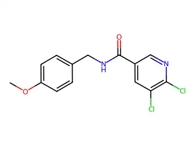 5,6-dichloro-N-[(4-methoxyphenyl)methyl]pyridine-3-carboxamide structure