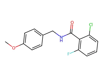 2-chloro-6-fluoro-N-[(4-methoxyphenyl)methyl]benzamide structure
