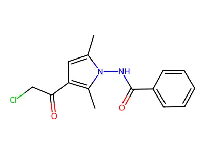 N-[3-(2-chloroacetyl)-2,5-dimethyl-1H-pyrrol-1-yl]benzamide structure