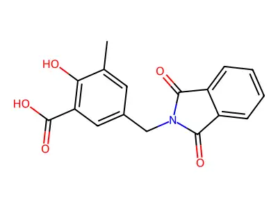 5-[(1,3-dioxo-2,3-dihydro-1H-isoindol-2-yl)methyl]-2-hydroxy-3-methylbenzoic acid structure