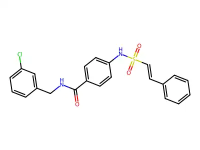 N-[(3-chlorophenyl)methyl]-4-(2-phenylethenesulfonamido)benzamide structure