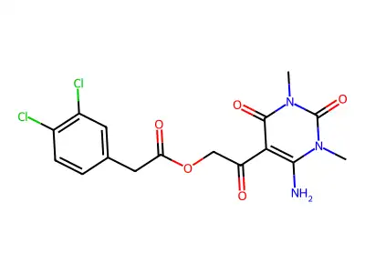 [2-(4-amino-1,3-dimethyl-2,6-dioxopyrimidin-5-yl)-2-oxoethyl] 2-(3,4-dichlorophenyl)acetate structure