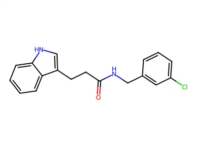 N-[(3-chlorophenyl)methyl]-3-(1H-indol-3-yl)propanamide structure