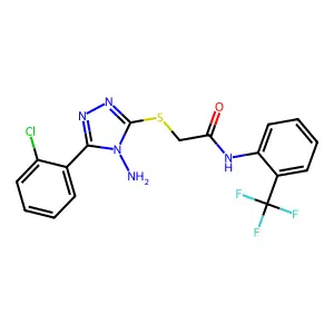 2-{[4-amino-5-(2-chlorophenyl)-4H-1,2,4-triazol-3-yl]sulfanyl}-N-[2-(trifluoromethyl)phenyl]acetamide structure