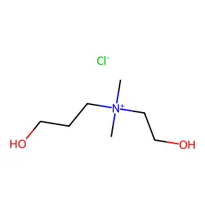Dimethyl-(2-hydroxyethyl)-(3-hydroxypropyl)ammonium chloride structure