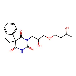 2,4,6(1H,3H,5H)-Pyrimidinetrione, 5-ethyl-1-(2-hydroxy-3-(3-hydroxybutoxy)propyl)-5-phenyl- structure
