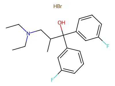 1,1-(3,3'-Difluorodiphenyl)-2-methyl-3-(diethylamino)propanol hydrobromide structure