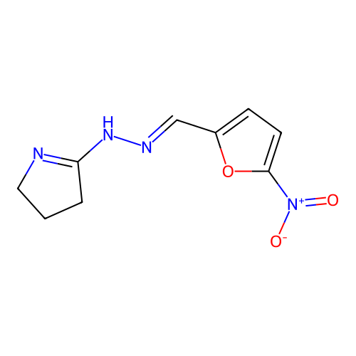 2-Furancarboxaldehyde, 5-nitro-, (3,4-dihydro-2H-pyrrol-5-yl)hydrazone structure