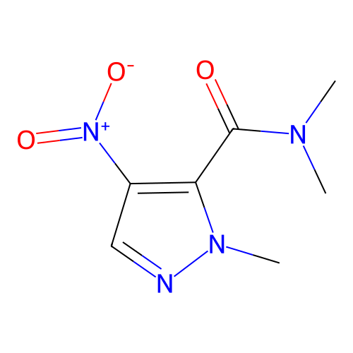 N,N,1-trimethyl-4-nitro-1H-pyrazole-5-carboxamide structure