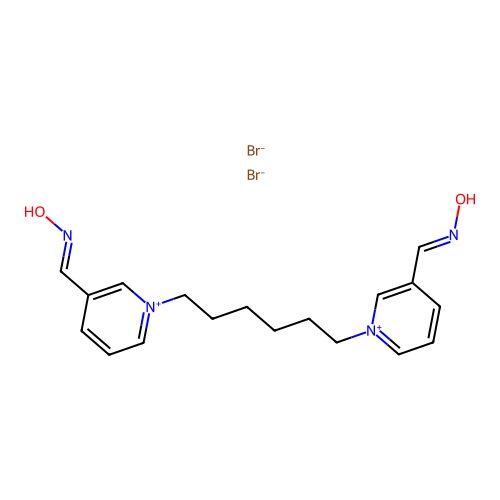 Pyridinium, 1,1'-hexamethylenebis(3-formyl-, dibromide, dioxime structure