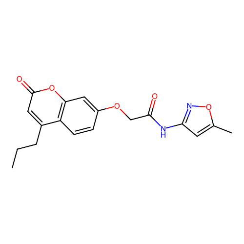 N-(5-methylisoxazol-3-yl)-2-((2-oxo-4-propyl-2H-chromen-7-yl)oxy)acetamide structure
