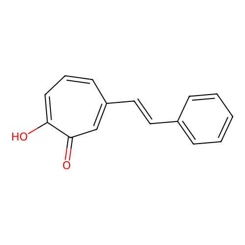 2-hydroxy-6-[(E)-2-phenylethenyl]cyclohepta-2,4,6-trien-1-one structure