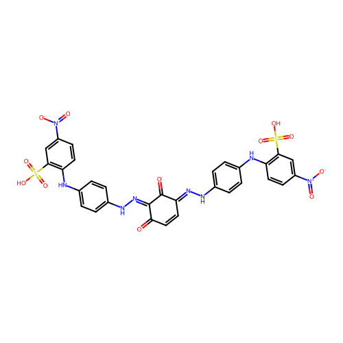 2,2'-(2,6-Dihydroxy-1,3-phenylene-bis(azo-4-phenylamino)-5,5'-dinitro)-dibenzensulfonic acid structure