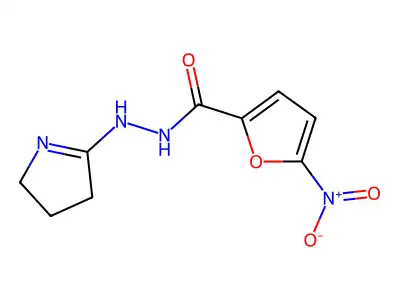 2-Furancarboxylic acid, 5-nitro-, 2-(3,4-dihydro-2H-pyrrol-5-yl)hydrazide structure