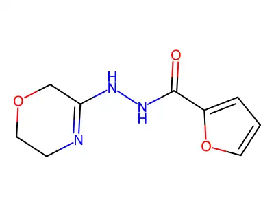 2-Furancarboxylic acid, 2-(5,6-dihydro-2H-1,4-oxazin-3-yl)hydrazide structure