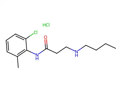 o-Propionotoluidide, 3-(butylamino)-6'-chloro-, hydrochloride structure