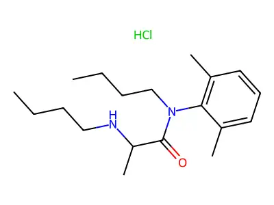2',6'-Propionoxylidide, N-butyl-2-(butylamino)-, hydrochloride structure