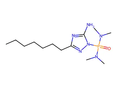3-Amino-2-(bis(dimethylamide)phosphoryl-5-heptyl)-1,2,4-triazole structure
