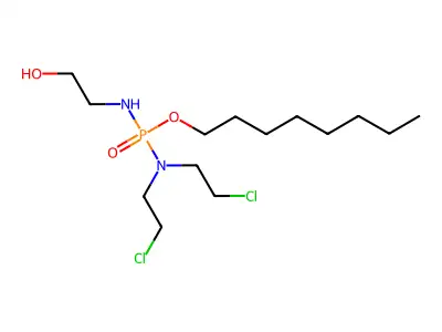 Octyl N,N-bis(2-chloroethyl)-N'-(2-hydroxyethyl)phosphorodiamidate structure