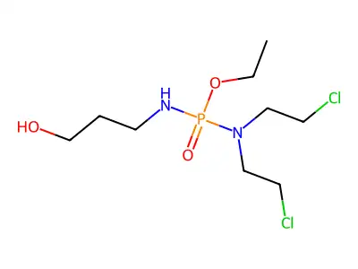Ethyl N,N-bis(2-chloroethyl)-N'-(3-hydroxypropyl)phosphorodiamidate structure