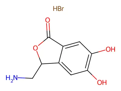 Phthalide, 3-aminomethyl-5,6-dihydroxy-, hydrobromide structure