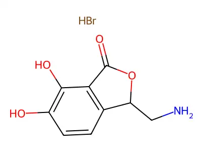 Phthalide, 3-aminomethyl-6,7-dihydroxy-, hydrobromide structure