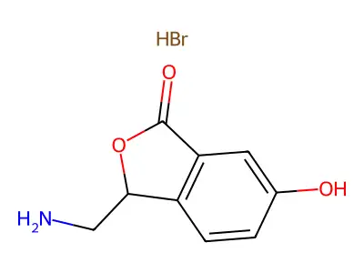 3-(Aminomethyl)-6-hydroxy-2-benzofuran-1(3H)-one--hydrogen bromide (1/1) structure
