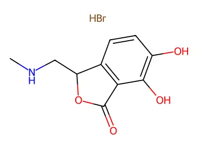 Phthalide, 6,7-dihydroxy-3-methylaminomethyl-, hydrobromide structure