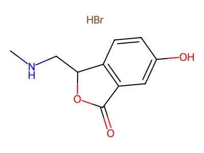 Phthalide, 6-hydroxy-3-methylaminomethyl-, hydrobromide structure