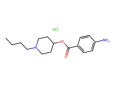 Piperidine, 1-butyl-4-hydroxy-, p-aminobenzoate, hydrochloride structure
