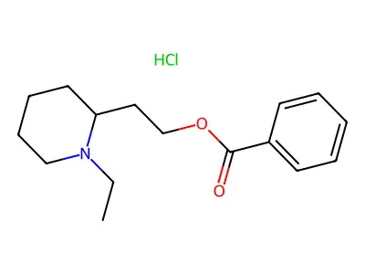 2-(1-Ethylpiperidin-2-yl)ethyl benzoate--hydrogen chloride (1/1) structure