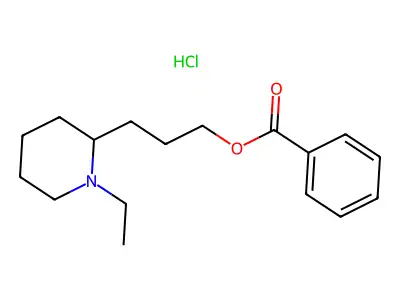 3-(1-Ethylpiperidin-2-yl)propyl benzoate--hydrogen chloride (1/1) structure