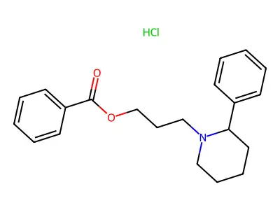 1-Piperidinepropanol, 2-phenyl-, benzoate, hydrochloride structure