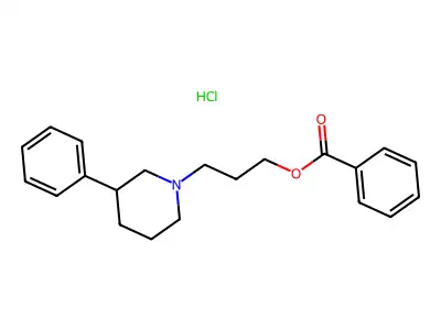 1-Piperidinepropanol, 3-phenyl-, benzoate, hydrochloride structure