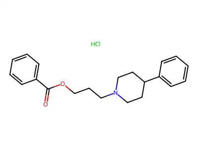 1-Piperidinepropanol, 4-phenyl-, benzoate, hydrochloride structure
