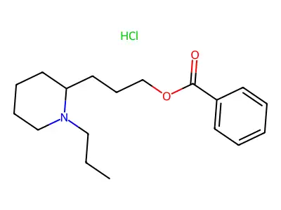 3-(1-Propylpiperidin-2-yl)propyl benzoate--hydrogen chloride (1/1) structure