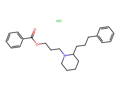 1-Piperidinepropanol, 2-(3-phenylpropyl)-, benzoate, hydrochloride structure