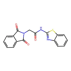 N-(1,3-benzothiazol-2-yl)-2-(1,3-dioxo-1,3-dihydro-2H-isoindol-2-yl)acetamide structure