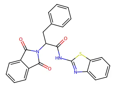 N-(1,3-benzothiazol-2-yl)-2-(1,3-dioxoisoindol-2-yl)-3-phenylpropanamide structure