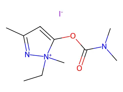 Pyrazolium, 1,3-dimethyl-1-ethyl-5-hydroxy-, iodide dimethylcarbamate structure