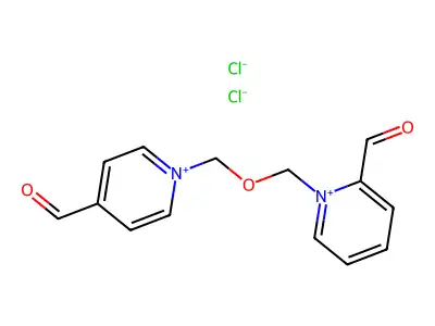 Pyridinium, 2,4'-diformyl-1,1'-(oxydimethylene)di-, dichloride structure